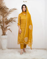Tissue Striped Salwar Suit – Golden Yellow