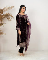 Heavy velvet salwar suit- purple