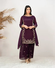 Handworked sharara suit- purple