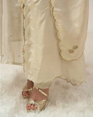 Handworked jacket style salwar suit-off white