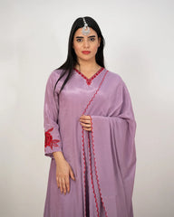 Embroidered A-line salwar suit- lilac shade