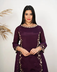 Handworked sharara suit- purple