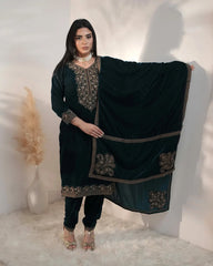 Premium velvet salwar suit- teal blue