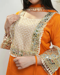 Fanta shade square heavy mirror yoke salwar suit