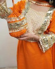 Fanta shade square heavy mirror yoke salwar suit