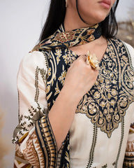 Muslin Silk Printed Salwar Suit - Off White