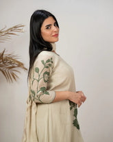Handworked mul chanderi A-line suit-grey