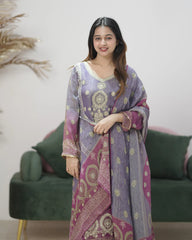 Crush tissue ombre shaded party wear