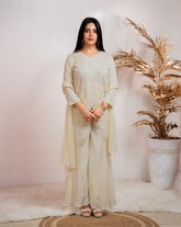 Handworked sharara suit- off white