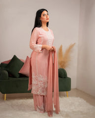 Heavy handworked long salwar suit- baby pink