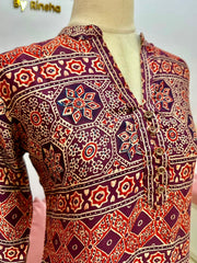 Wine Ajrakh Print 2PC Modal Muslin Co-Ord Set