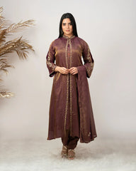 Handworked jacket style salwar suit-purple