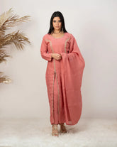 Handworked double slitted suit- pink shade