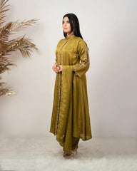 Handworked jacket style salwar suit-green