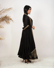 Handworked panel cut 2pc gown-black