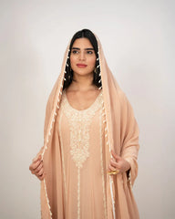 Heavy handworked anarkali- beige