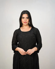Heavy handworked sharara suit- black shade