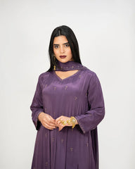 Heavy handworked panel cut anarkali- purple