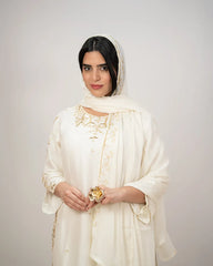 Heavy handworked crush tissue suit- white