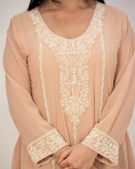 Heavy handworked anarkali- beige