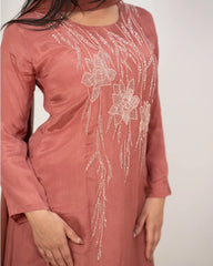 Handworked A-line salwar suit - onion pink