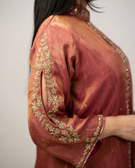 Handworked jacket style salwar suit-dark onion