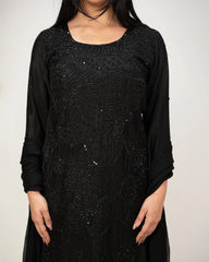 Heavy handworked sharara suit- black shade