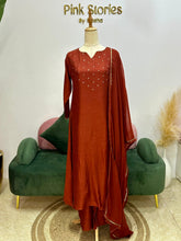 Brick Red Dola Silk A-Line Suit