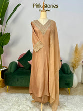 Handworked Raw Silk A-line Suit- Caramel Gold