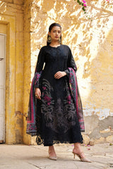 Embroidered 3pc salwar suit- Black