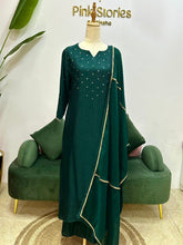 Green Dola Silk A-Line Suit