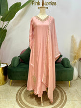Handworked Dola Silk A-line Suit- Dusty Pink