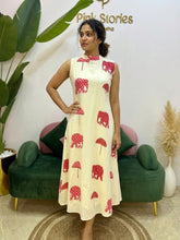 1-Piece Sleeveless Printed Dress – Off White