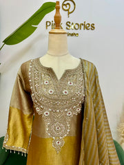 Copper & Gold Embroidered Kurta Divider Set