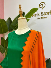 Green Kaftan Suit with Contrast Dupatta