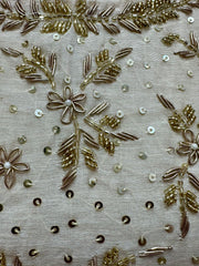 Handworked Mul Chanderi A-line Suit- Ivory