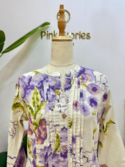 Printed 2Pc Cotton Flex Co-Ord Set- Lavender