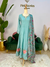 Muslin Silk Panel Cut Anarkali - Pastel Blue