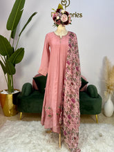 Muslin Silk Panel Cut Anarkali - Pastel Pink