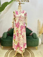Printed 2Pc Cotton Flex Co-Ord Set- Pink