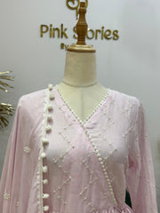 Soft Pink Mul Cotton Angrakha Sharara Set