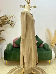 3pc Mul Chanderi Salwar Suit- Copper-Gold