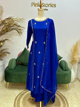 Handworked A-line suit- royal blue