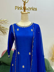 Handworked A-line suit- royal blue