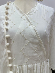 White Mul Cotton Angrakha Sharara Set