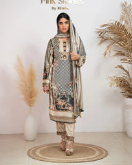 Printed Velvet Suit – Black & Beige