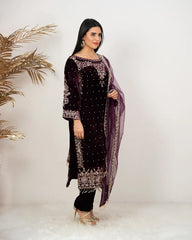 Heavy velvet salwar suit- purple