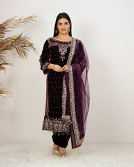 Heavy velvet salwar suit- purple