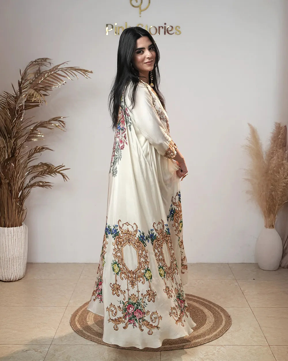 Indo-western heavy shrug set- off white
