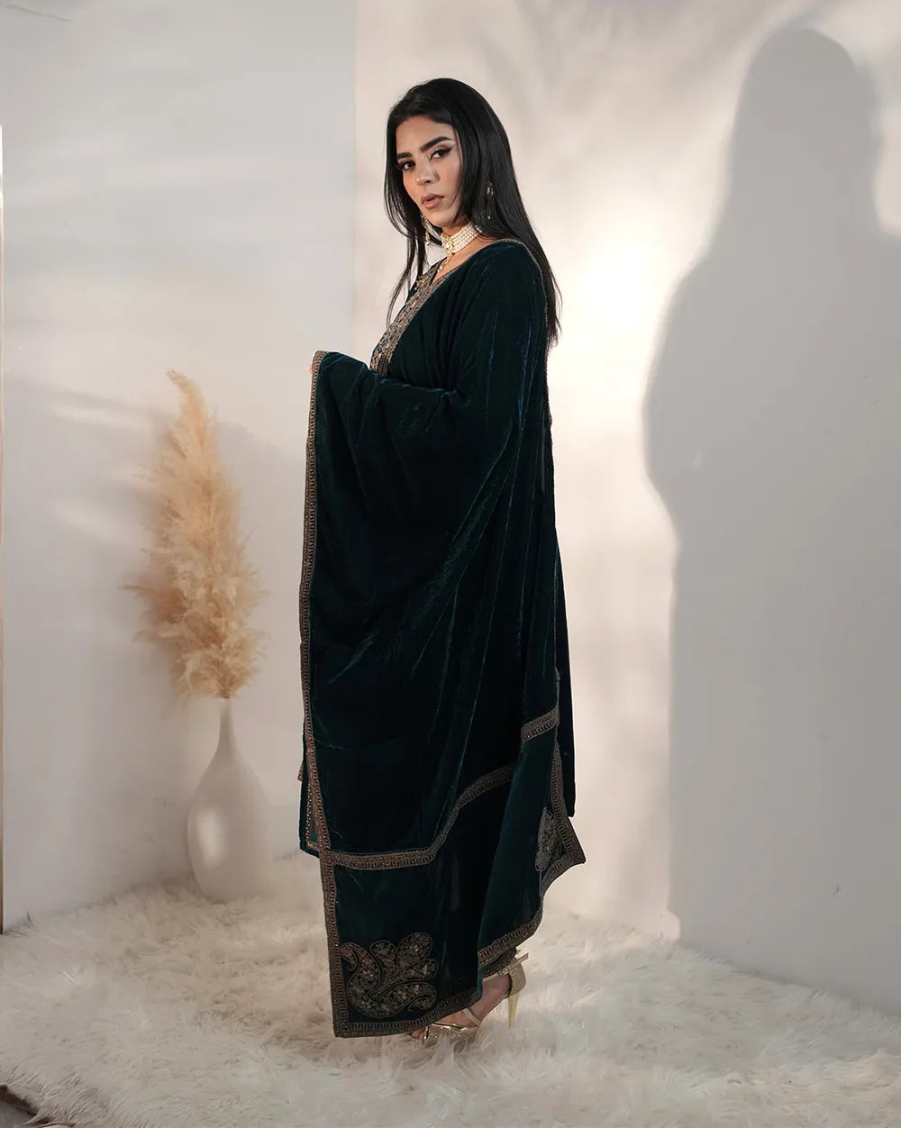 Premium velvet salwar suit- teal blue